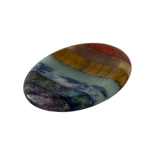 Polished chakra worry stone for energetic balance